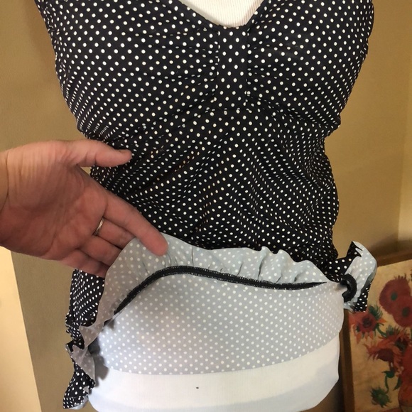 LANDS END size 12 D PolkaDot PolkaDot Tankini Bathing Swimsuit Top Retro BraCup - Picture 13 of 13
